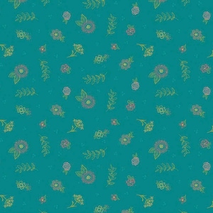Riley Blake Heather Peterson Market Street Fabric Collection Embroidery Flowers on Teal Premium 100% Quilt Shop Quality Cotton Fabric