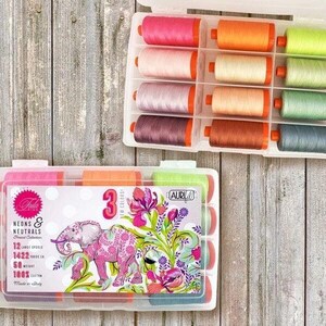 Aurifil Tula Pink Neon & Neutrals 12 Large Spool Thread Set 50WT
