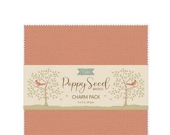 Colección de telas Tilda Poppie Seed, paquete de 30 piezas de 5 pulgadas, telas auténticas de algodón 100% de primera calidad.