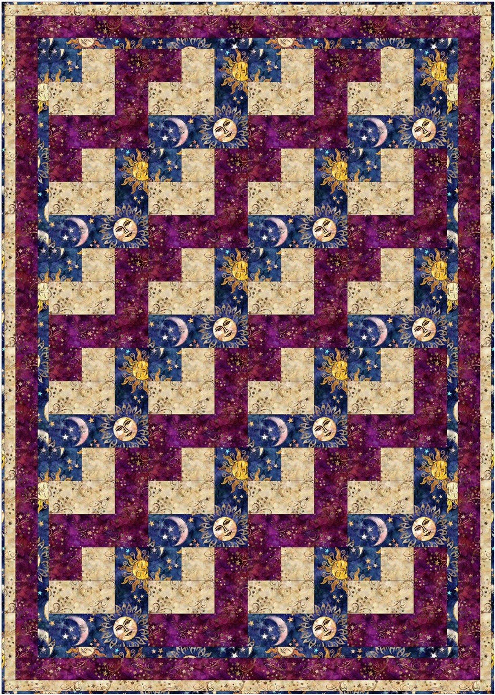 Fabric Cafe Jigsaw Quilt Pattern uses Only 3YDS of Fabric Etsy