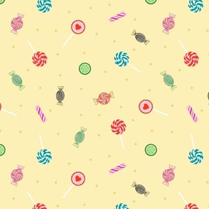 Lewis & Irene Small Things Sweet Fabric Collection Sweets on Pale Yellow Premium 100% Cotton Quilt Shop Quality Fabrics