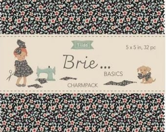 Colección de telas Tilda Brie, paquete de 32 piezas de 5 pulgadas, telas auténticas de algodón 100% de primera calidad.