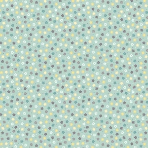 Lewis & Irene Spring Hare Reloved Fabric Collection Little Flowers on Aqua Premium 100% Cotton Quilt Shop Quality Fabrics