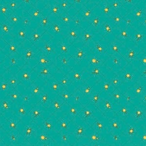 Riley Blake Heather Peterson Market Street Fabric Collection Flower Grid on Teal Premium 100% Quilt Shop Quality Cotton Fabric