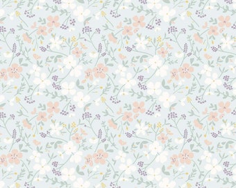 Lewis & Irene Heart of Summer-stoffencollectie Sweet Meadow on Duck Egg Blue Authentieke premium 100% katoenen quiltwinkel kwaliteitsstoffen