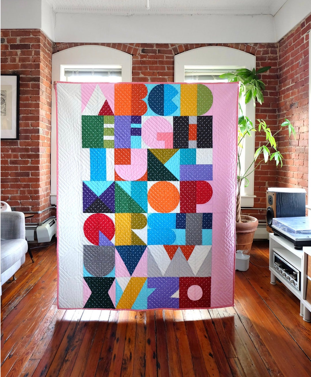 Bound Comapny Letra Quilt Pattern Finished Size 44 X 56 Etsy
