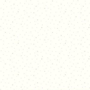 Può includere: Tessuto bianco sporco con un motivo ripetuto di piccoli punti grigio chiaro di forma irregolare. I punti sono sparsi sulla superficie, creando un aspetto sottile e strutturato. L'effetto complessivo è un design morbido e neutro.