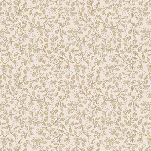 LAST BOLT! Lewis & Irene Honey Bee Fabric Collection Leaves on Dark Cream Premium 100% Cotton Quilt Shop Quality Fabrics