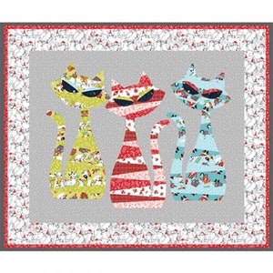 LAST THREE!! Benartex Meowy Christmas Quilt Kit Featuring Benartex Meowy Christmas Fabric Collection Finished Size:  36&quot;x30&quot;