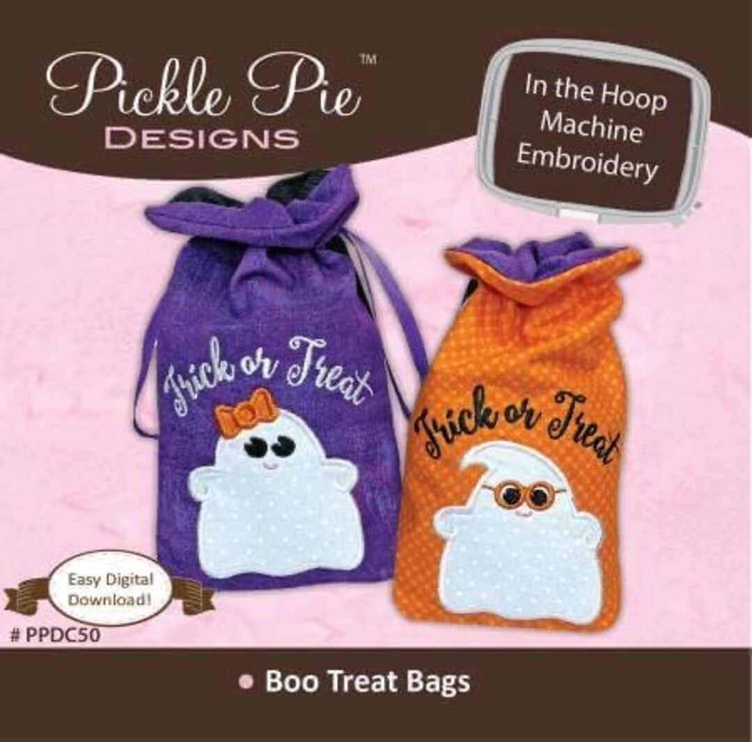 Pickle Pie Designs ITH Boo Treat Bags Pattern easy Digital Download