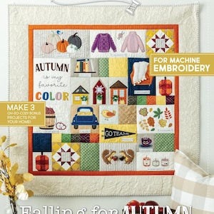 RETIRED Kimberbell Falling For Autumn Fall Quilt Collection, Opt. ME CD/Book, Fabric & Backing Kit, Embellishment Kit, Thread Set