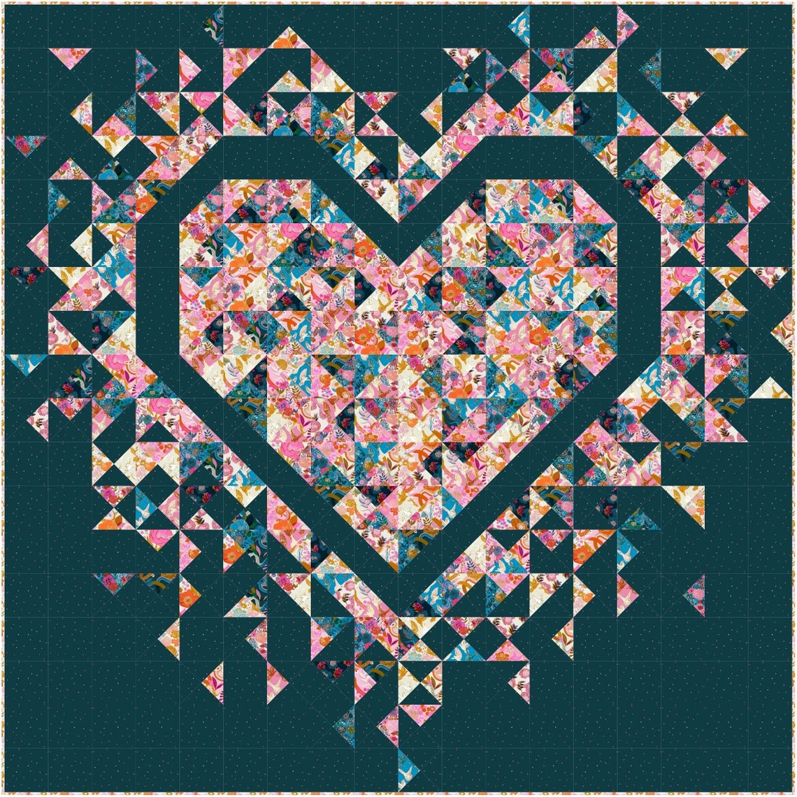 Slice of Pi Quilts Exploding Heart Quilt Pattern Finished Size: 72"x72 ...