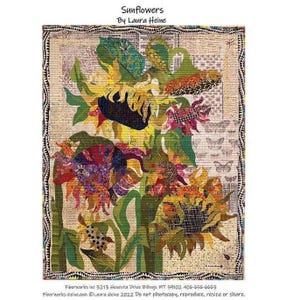 Fiberworks Laura Heine Sunflowers Collage Wall Quilt Pattern FWLHSUNFLOWERS