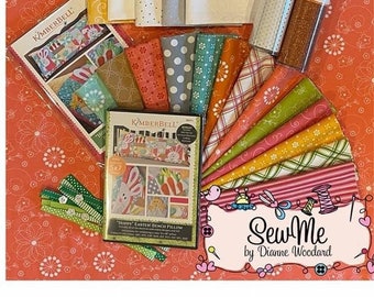 RETIRED!! Kimberbell Hoppy Easter Bench Pillow Collection (Optional Machine Embroidery CD, Fabric/Embellishment Kit, & Thread Set Available)
