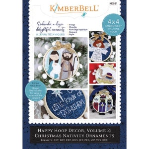 Kimberbell Happy Hoops Decor Volume II: Christmas Nativity Ornaments Machine Embroidery CD (optional wooden hoops available)
