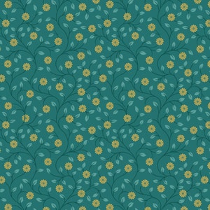 Lewis & Irene Wintertide Fabric Collection Metallic Gold Flowers on Green Premium 100% Cotton Quilt Shop Quality Fabrics