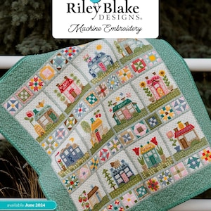 Collection de projets de courtepointe brodés à la machine Riley Blake Lori Holt Home Town : clé USB, kits de tissus en option et ensembles de fils