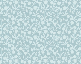 END OF BOLT 15&quot; Lewis & Irene Bluebell Wood Reloved Fabric Collection Floral Silhouette on Nighttime Premium 100% Cotton Fabrics