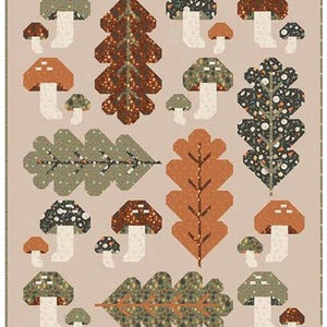 PRONTO PER LA SPEDIZIONE! Kit trapunta Forest Fungi di Riley Blake con la collezione di tessuti Simple Simon & Co Pumpkin Spice.