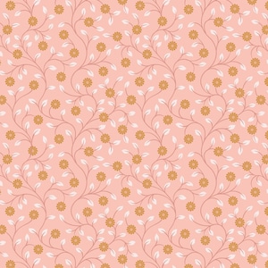 Lewis & Irene Wintertide Fabric Collection Metallic Copper Flowers on Pink Premium 100% Cotton Quilt Shop Quality Fabrics