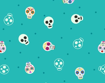 Glow-in-the-Dark Lewis & Irene Small Things Glow, Sugar Skulls, Turquoise SM40.1