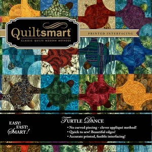 Quiltsmart Turtle Dance Quilt Printed Interfacing Classic Pack QM15010, 2 Sizes