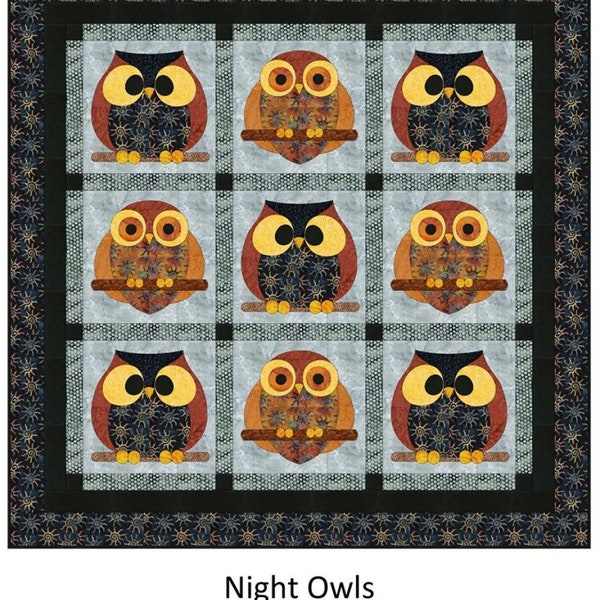 FatCat Patterns Night Owls Quilt Pattern Finished Size: 52”x52”