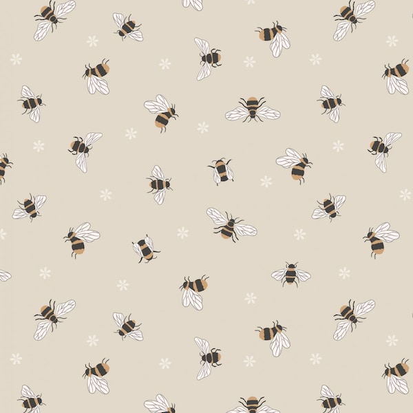 LAST BOLT! Lewis & Irene Queen Bee Fabric Collection Busy Bees on Dark Cream Premium 100% Cotton Quilt Shop Quality Fabrics