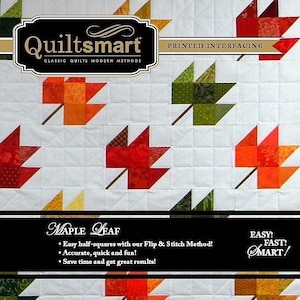 Quiltsmart Maple Leaf Quilt Printed Interfacing Snuggler PackQS15011, 4 Sizes