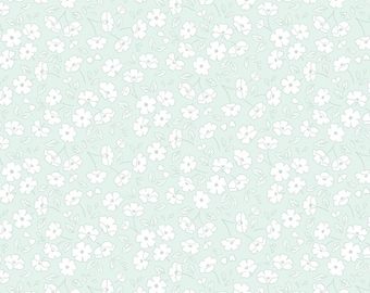 Colección de telas Lewis & Irene Dear Spring Blossom By Blossom en turquesa pálido CC69.1 Telas auténticas de primera calidad 100 % algodón
