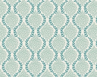Lewis & Irene Spring Hare Reloved Fabric Collection Garlands on Aqua Premium 100% Cotton Quilt Shop Quality Fabrics