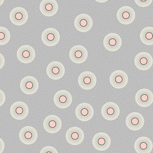 END OF BOLT 35&quot; Lewis & Irene Forme Fabric Collection Grey Flower Dots Premium 100% Cotton Quilt Shop Quality Fabrics