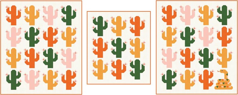 Cactus Grid Pattern Pen + Paper Patterns Oh My Cacti Quilt Pattern - 2 Size Variations per ...