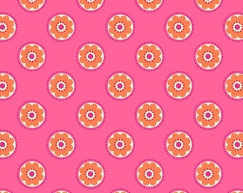 ルイス＆アイリーン フラワーチャイルド ファブリックコレクション ファンキーデイジーオンピンク 本物のプレミアム100%コットンキルト 高品質ファブリック