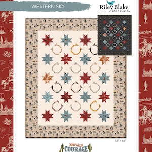 Riley Blake Western Sky Quilt Kit Featuring John Wayne Courage Fabric Collection (Light or Dark Colorway Available) Finished Size: 52"x62"