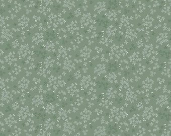 Colección de telas Lewis & Irene Sky Garden Wintersweet sobre verde gris CC60.2 Auténticas telas premium 100 % algodón para edredones. Telas de calidad.