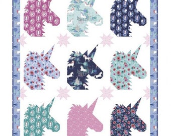 Kelli Fannin Quilt Designs Team Unicorn Quilt Pattern Finished Size: 60”x72”