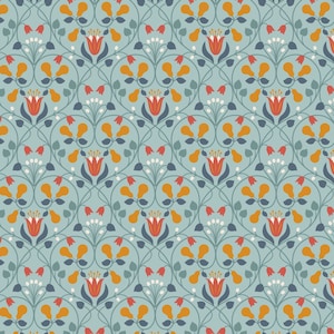 Lewis & Irene Wintertide Fabric Collection Metallic Copper Pear Hearts on Duck Egg Premium 100% Cotton Quilt Shop Quality Fabrics