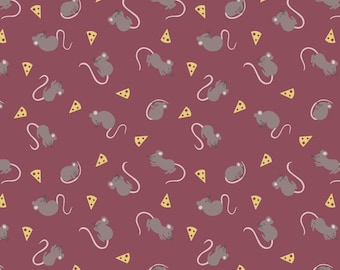 LAST BOLT! Lewis & Irene Small Things Country Creatures Fabric Collection Mice on Claret Premium 100% Cotton Quilt Shop Quality Fabrics