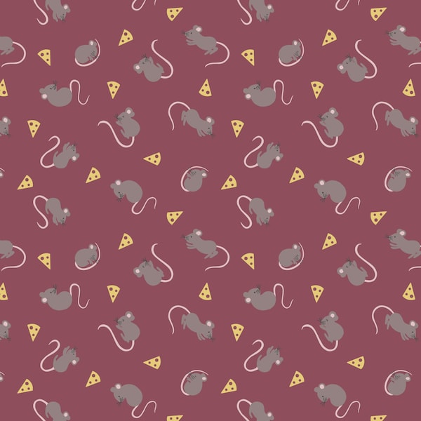 LAST BOLT! Lewis & Irene Small Things Country Creatures Fabric Collection Mice on Claret Premium 100% Cotton Quilt Shop Quality Fabrics