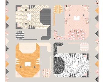 Limited Edition Pen + Paper Kitten Around Quilt Kit Featuring Paintbrush Studio Tails and Whiskers Fabric Collection