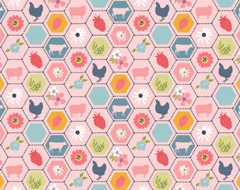 Poppie Cotton Sunshine & Chamomile, Strawberry Patch, Pink SC23500