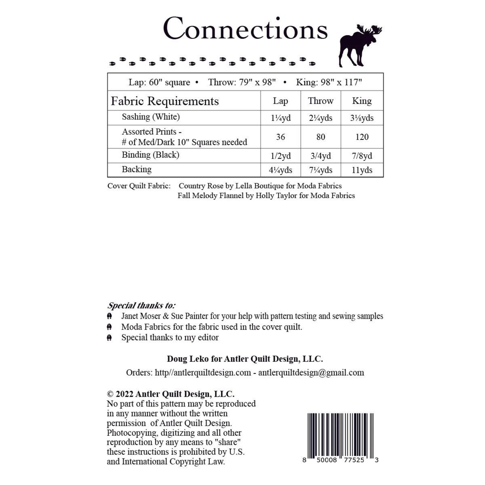 Doug Leko Antler Quilt Designs Connections Quilt Pattern - 3 Size ...