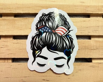 Messy bun girl sticker