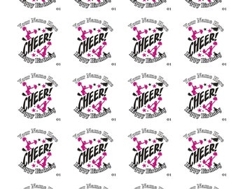 12 edible cupcake toppers Cheer Birthday Personalised 7.5 inch Round Cake Topper Cheerleader Rice wafer or Icing Sheet.1099