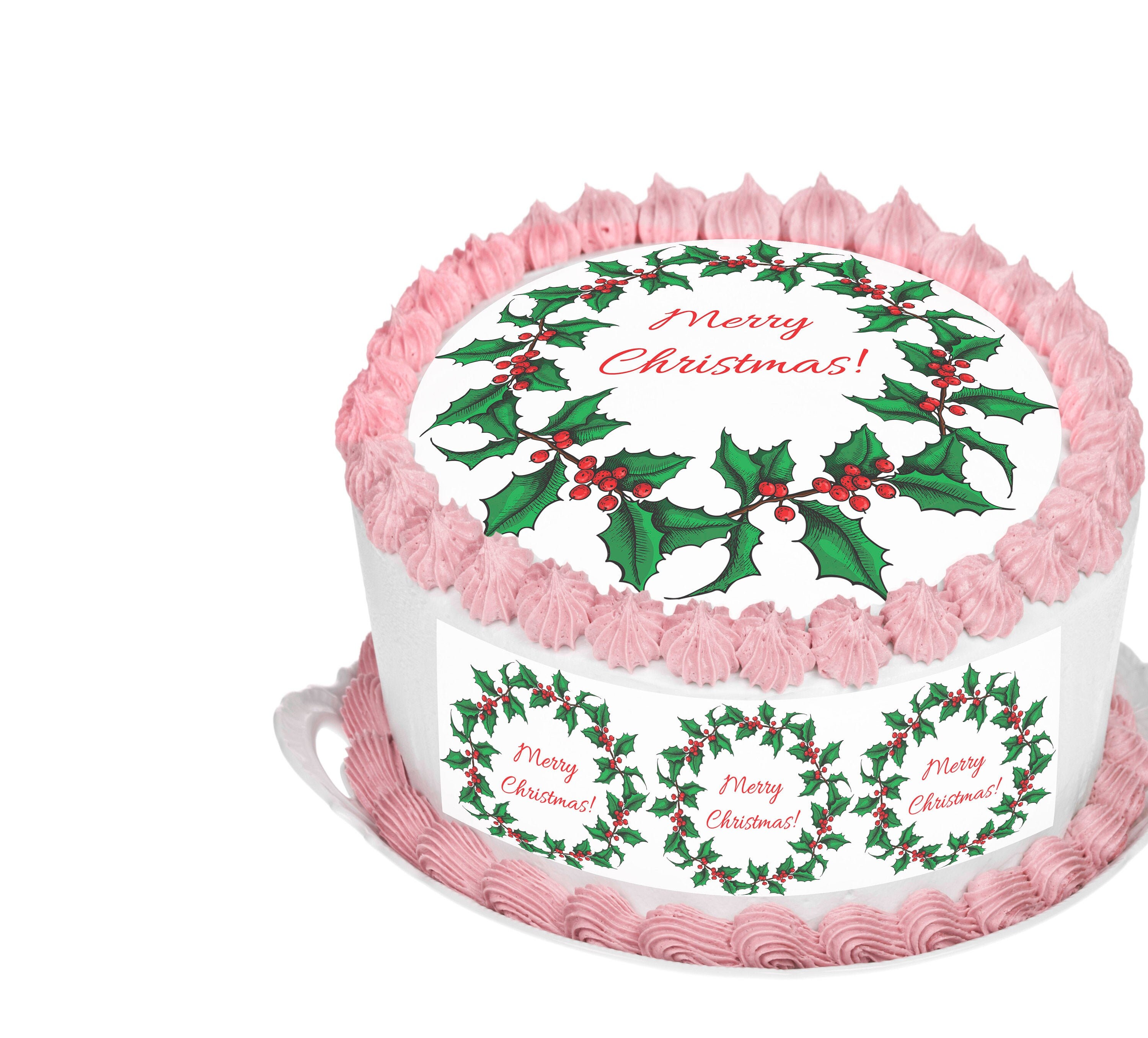 CHRISTMAS 7.5" Round PREMIUM Edible RICE Cake Topper Decoration SNOW COTTAGE D2 CHRISTMAS 7.5" Round PREMIUM Edible RICE Cake Topper Decoration SNOW COTTAGE D2