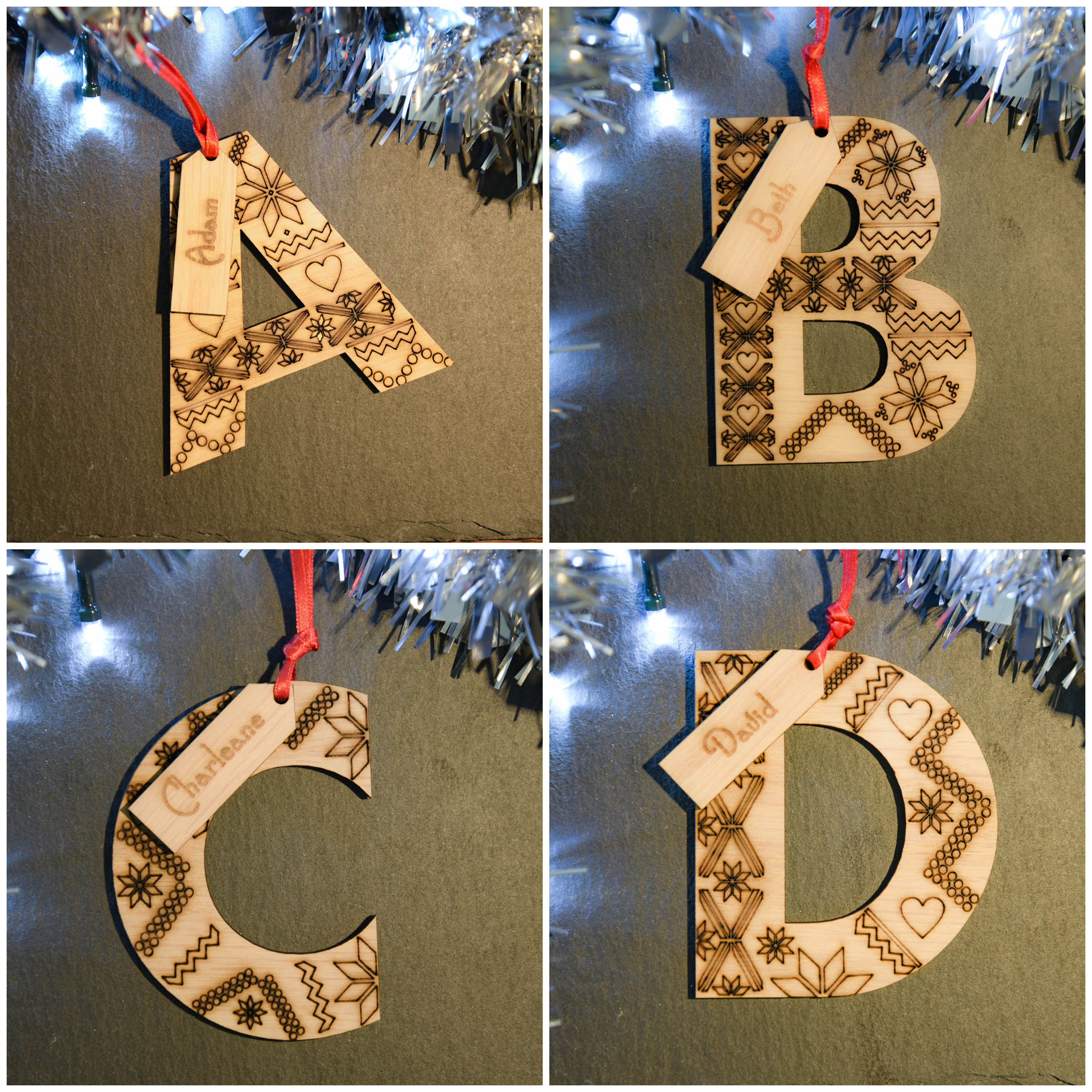 Wooden Letters Christmas Tree Decorations personalised With  Etsy