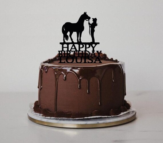 302 Horse Jumping Jockey Personalised Birthday Cake Topper Keepsake Acrylic 