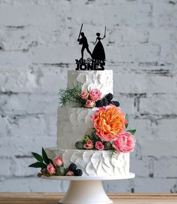 Wedding Cake Decoration Personalised Star Wars Bride Groom