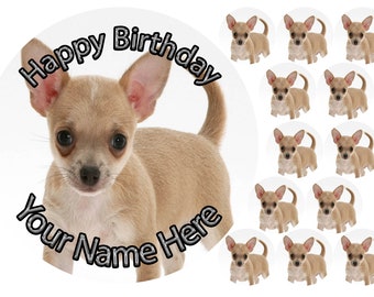 Cupcake Toppers Chihuahua personalised Rice paper Icing sheet 865 